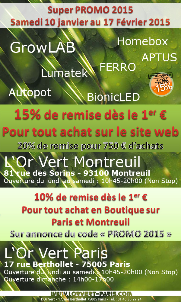 Boutique L'Or Vert Montreuil : hydroponie - HPS - hydroponie - HPS - hydroponie
