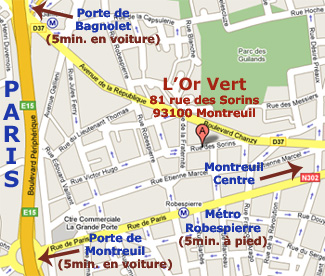 Plan acces : Growshop - L'Or Vert - Paris - Montreuil - Villemomble