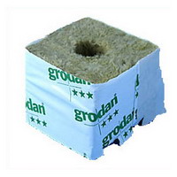 Laine de roche:Cube LDR - 7,5 x 7,5 x 6,5 cm - Trou diam. 2 cm
